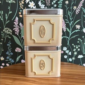 VINTAGE lot of 2 EKCO CANADA canisters Coffee Tea RETRO MCM Grannycore kitchen